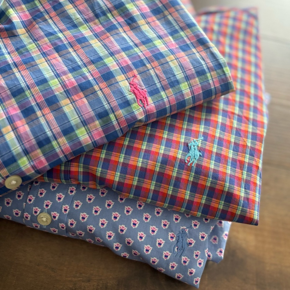 Ralph Lauren Button Down Plaid Patterned Pony Shi… - image 1